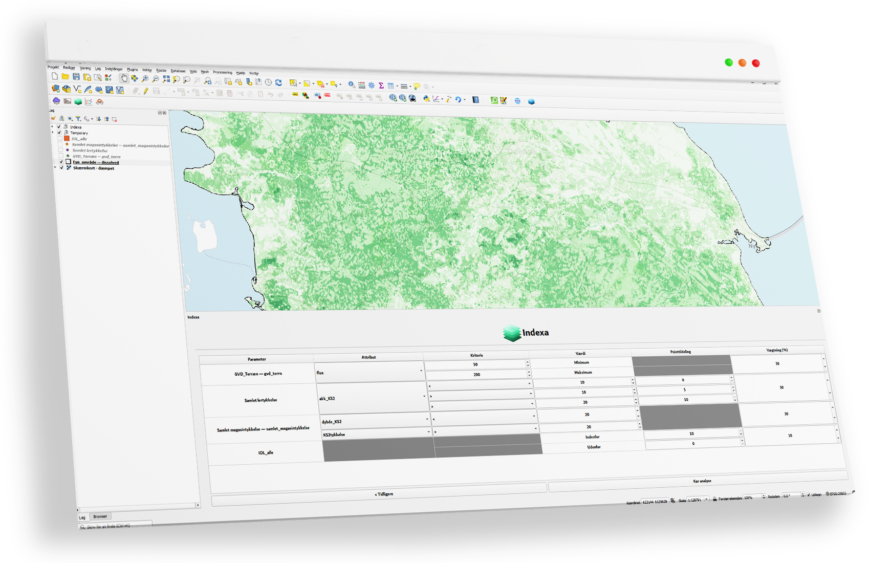 Indexa - multikriterie beslutningsanalyse i QGIS